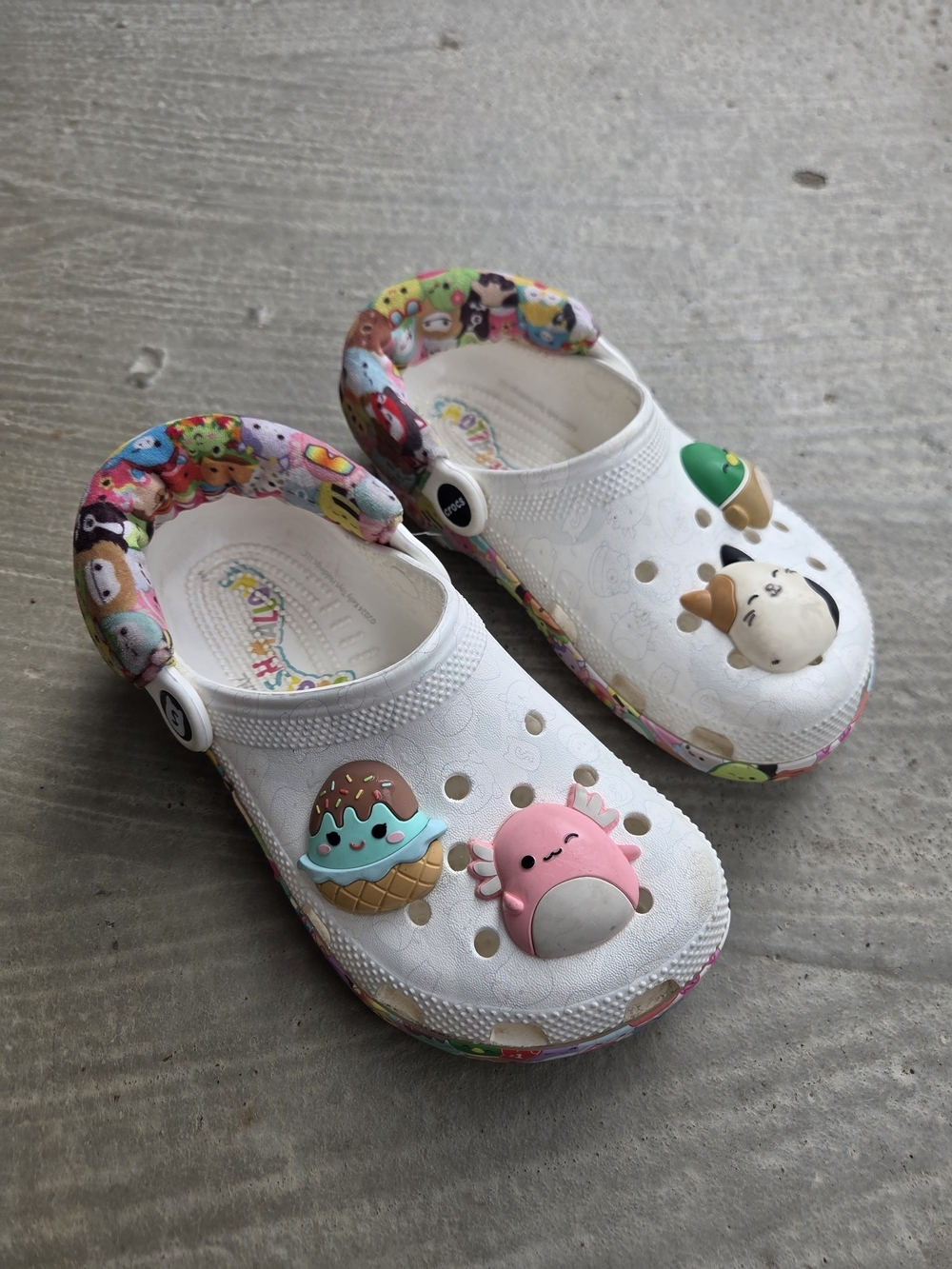 CROCS White Kids Clog Sandals with Colorful Character Charms
